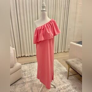 Tuckernuck Pomander Place Florencia One Shoulder Midi Dress in Poppy Pink Size S